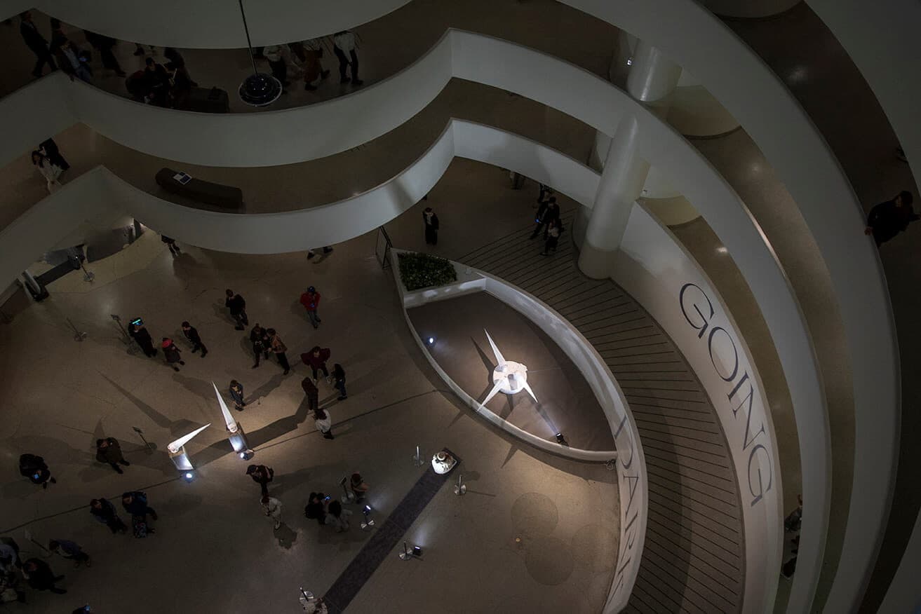 Aerial view of the installation and museum ramps