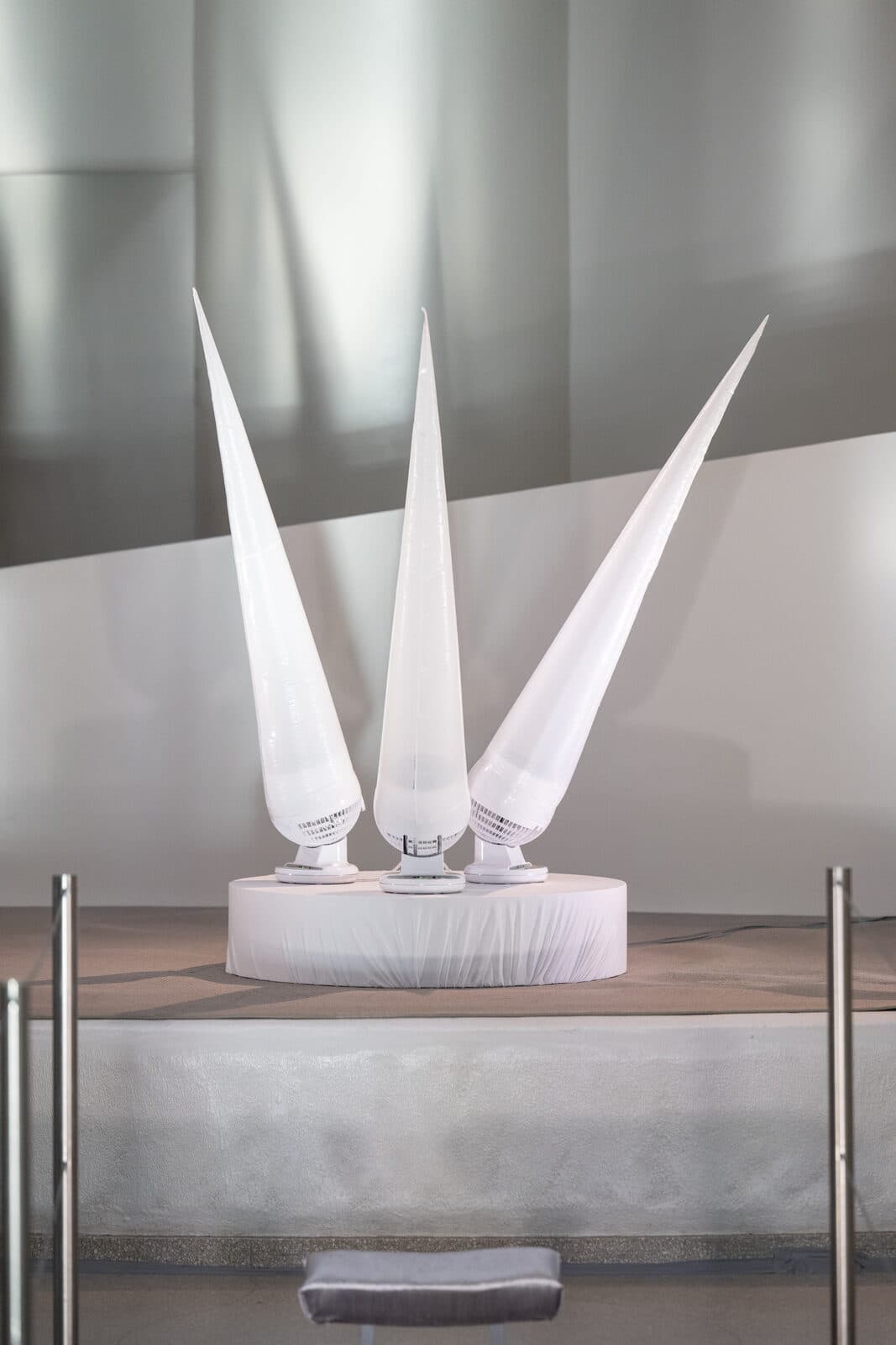Close-up of three inflatable sculptural forms