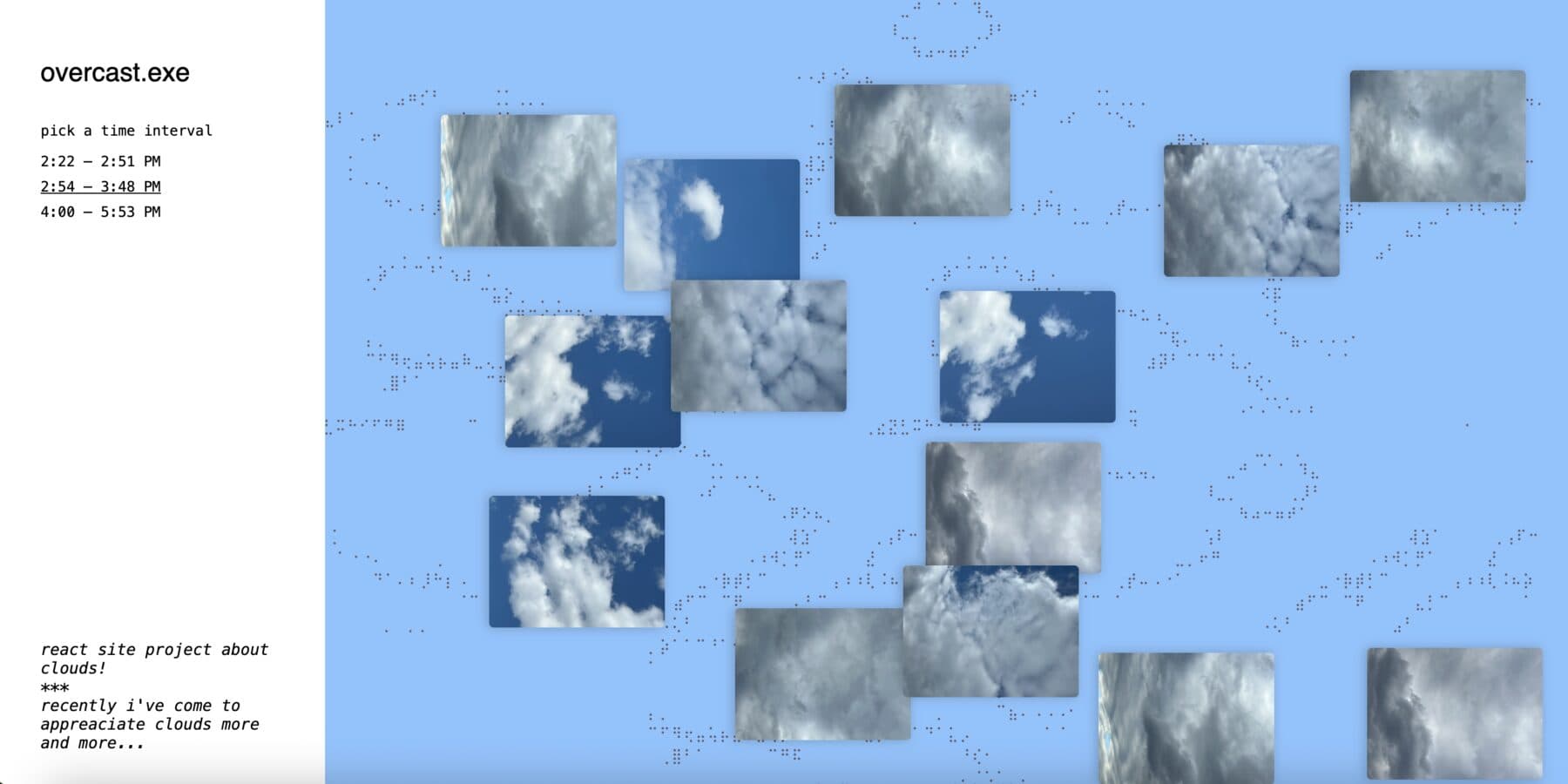 Overcast — Afternoon interval view
