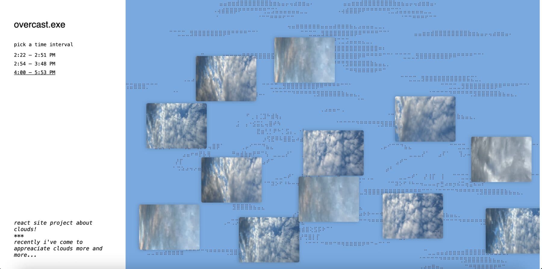 Overcast — Evening interval view